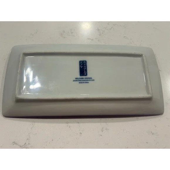 Williams Sonoma Blue White Floral Rectangular Ceramic Tray Dish Sush Platter - Picture 2 of 3
